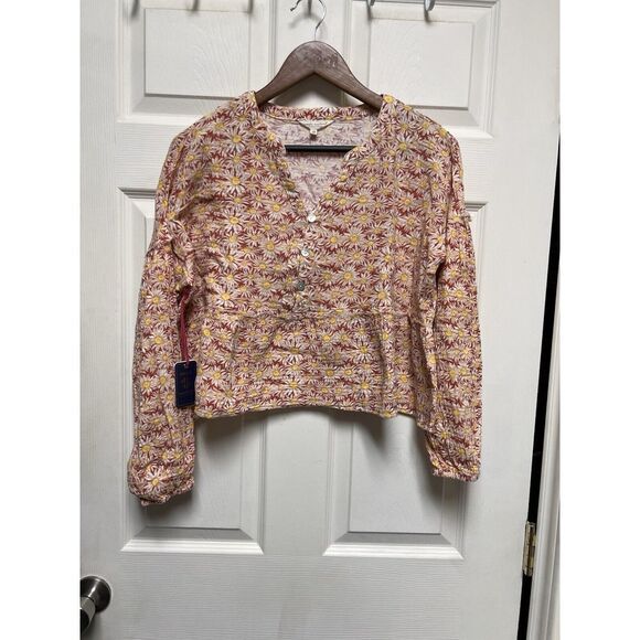 020-001 NWT Simply Southern Collection Women M‎ Sunflower Long Sleeve Button M - Picture 1 of 8